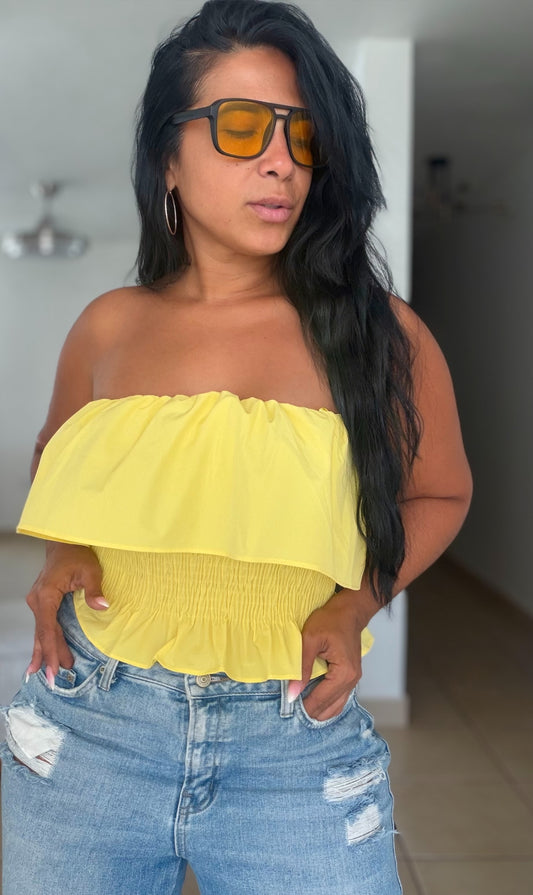 Yellow Summer Spandex Peplum Top (SOLD OUT)