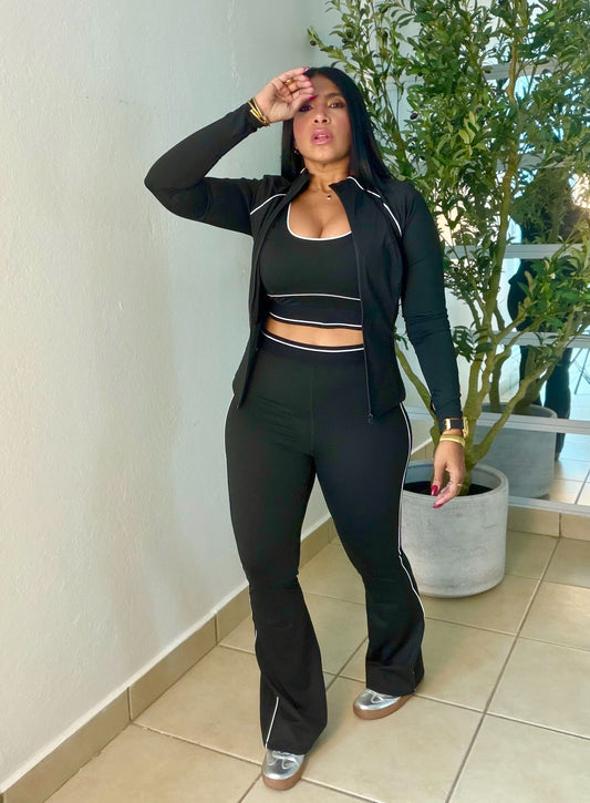 Gym o Diario Set! Mega Premium! Calidad Faja! Comprime todo!! Color black blacjy negro (3 piezas) Spandex Total Expandible (SOLD OUT GRACIAS)