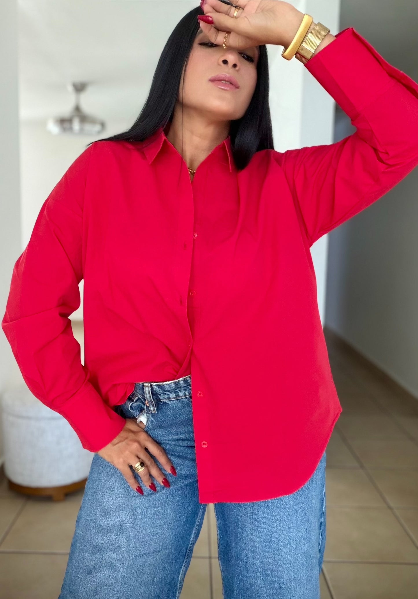 “Zura” Luxe Oversized 100% Cotton Oversized Blouse