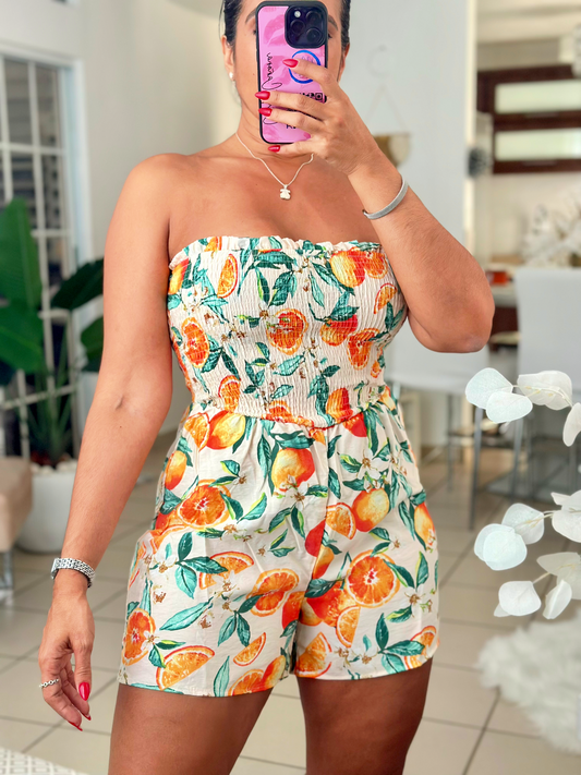 Citrus Print Romper( Spandex área de torso)
