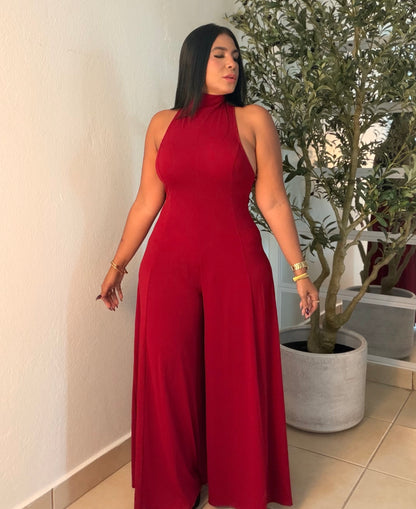 Wide Leg Jumpsuit Red Wine Suelto y forrito debajo spandex. Ajustable porque te trae  mamguillos. De lujo!