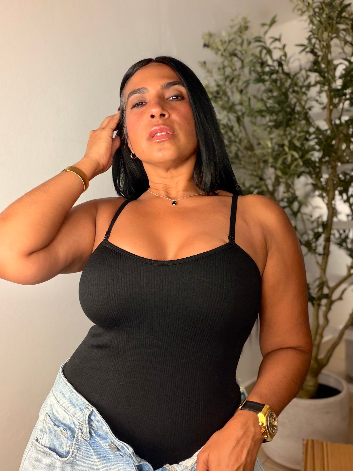 Black Bodysuit Spandex (tiras ajustables y removibles)