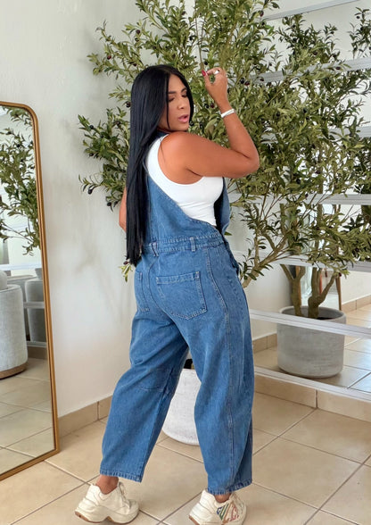 Baggy Barrell Denim Blue Oversized Overall Spandex y detalles de estrellas fijos (SOLD OUT)