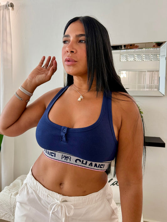Inapirado Spandex Crop Top (ùnico color) Blue color azul