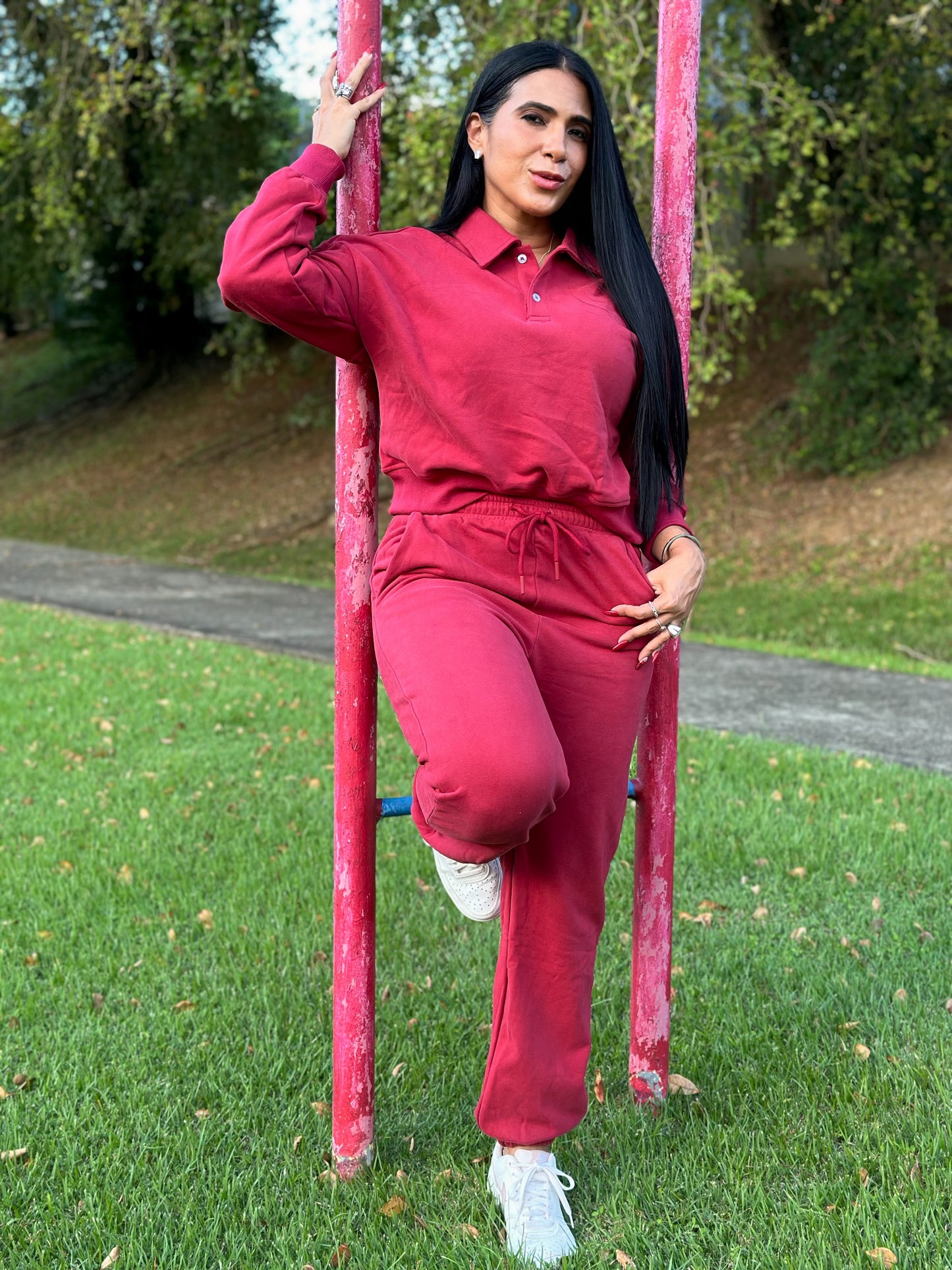 Leana Polo Red Travel Set Spandex (tiene bolsillos)