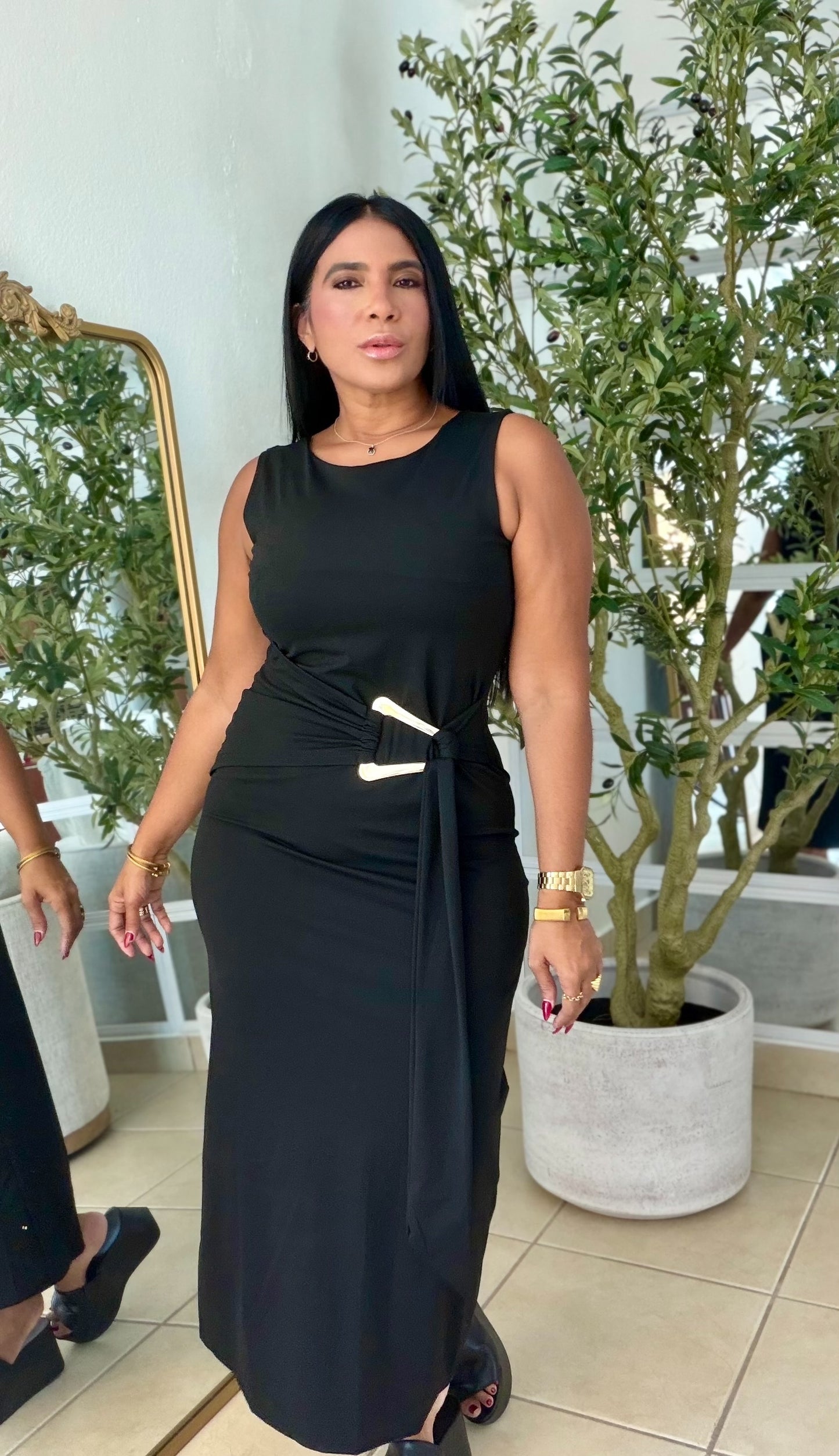 “Patria” Blacky Black Doble Forro Spandex Total Midi Dress y Calidad extra Premium (color negro)