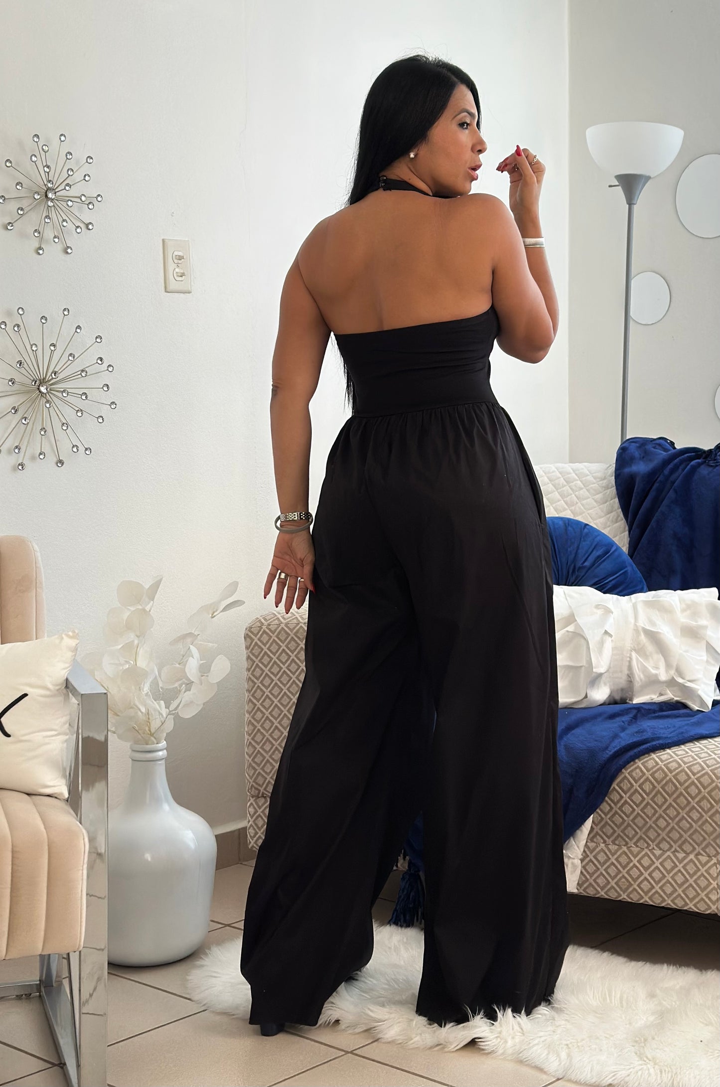 “Indira” Black Mega Spandex Jumpsuit