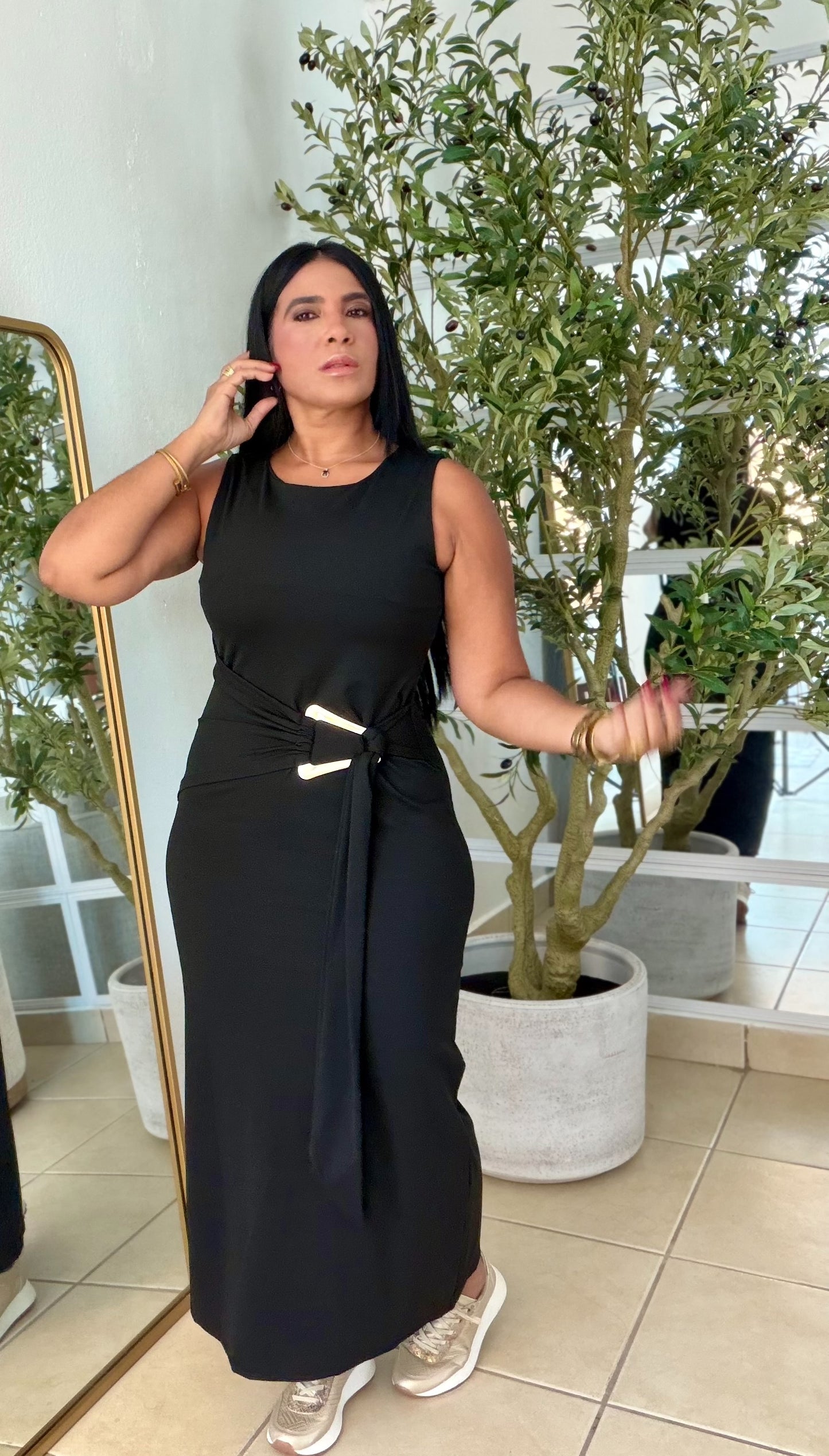 “Patria” Blacky Black Doble Forro Spandex Total Midi Dress y Calidad extra Premium (color negro)