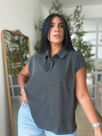 Charcoal Gray (gris) Luxe Urban 100% cotton Long Top (SOLD OUT)