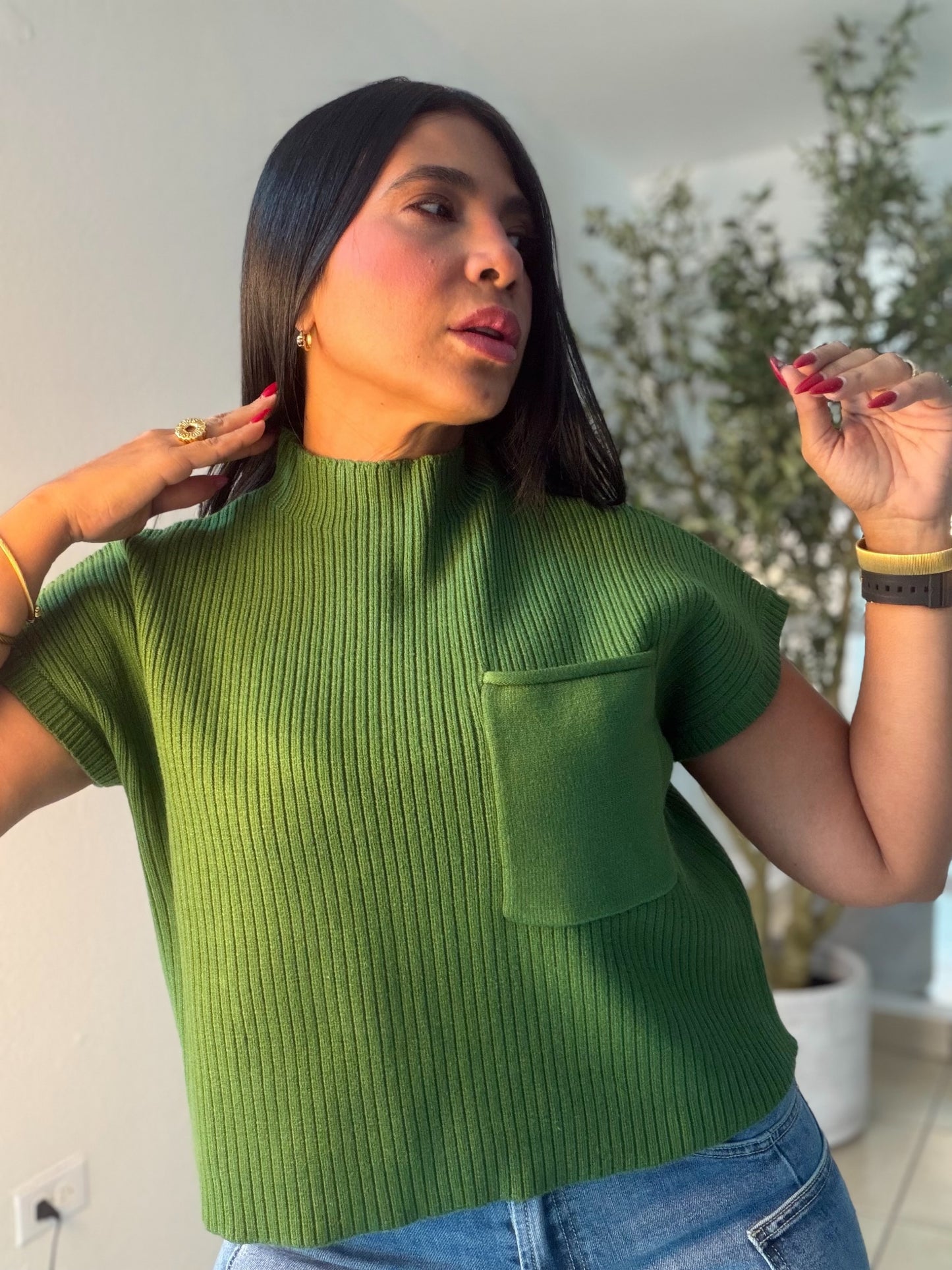 Avas Green Oversized Spandex Luxe Top (mega còmoda y fresquesita) color verde (SOLD OUT GRACIAS)