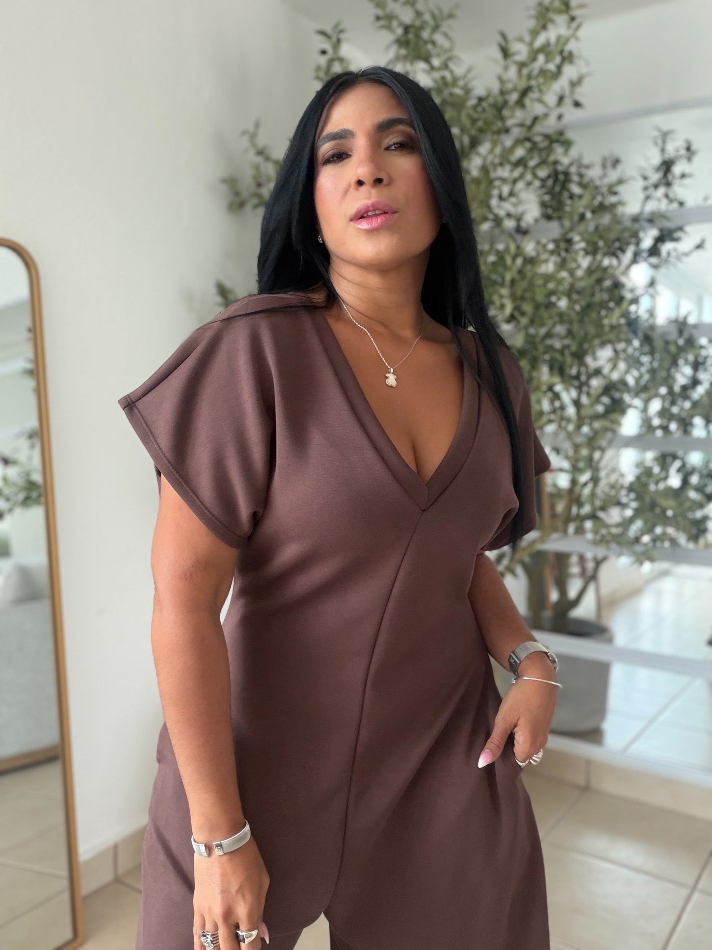 Baggy Choco Brown Spandex Luxe Jumpsuit (tiene bolsillos) el más amado!!