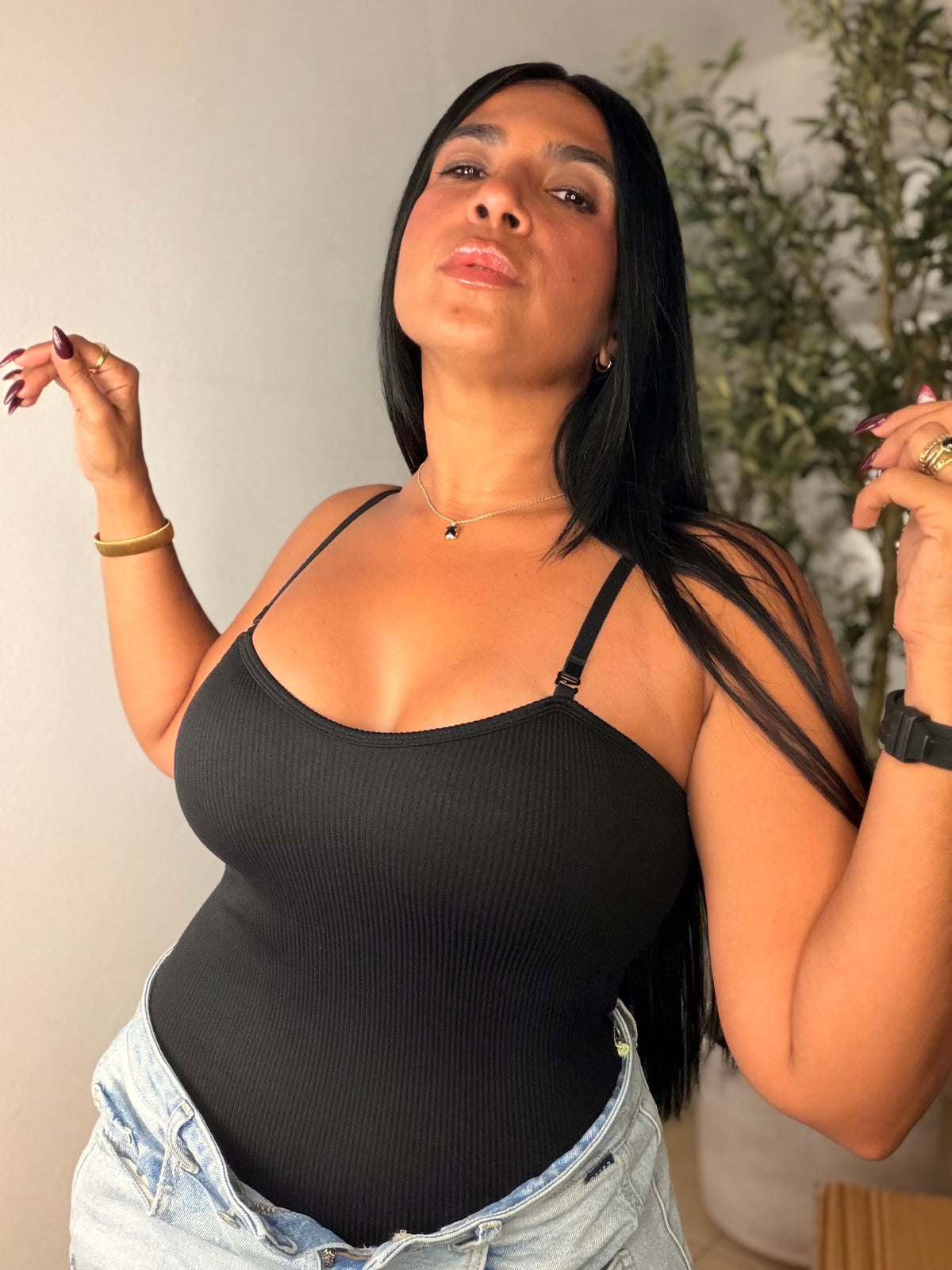 Black Bodysuit Spandex (tiras ajustables y removibles)