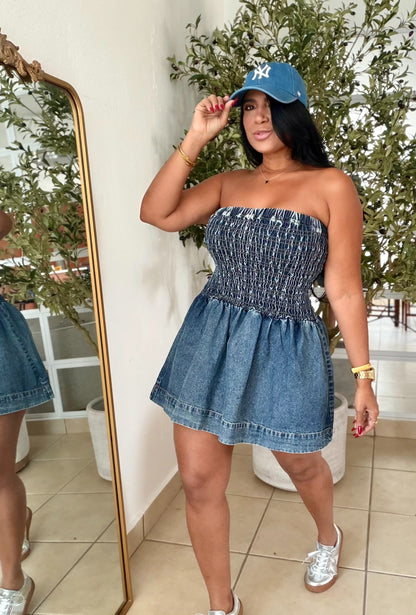 Daras Spandex Total Denim Azul Blue Oscuro Dress (No zipper ni botones) El màs bello del mundo!