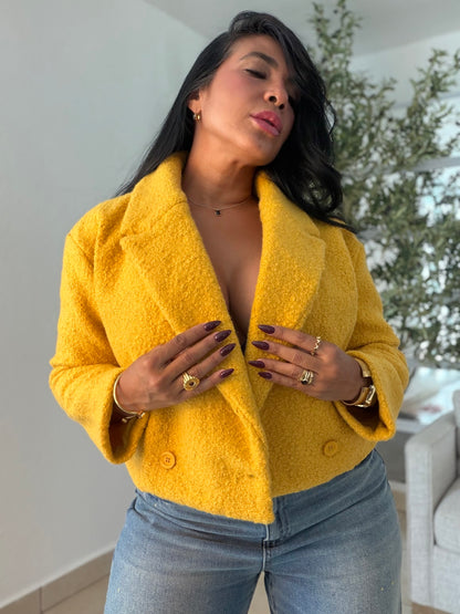 Vintage Yellow Mustard Luxurey Textured Premiun Oversized Jacket Top