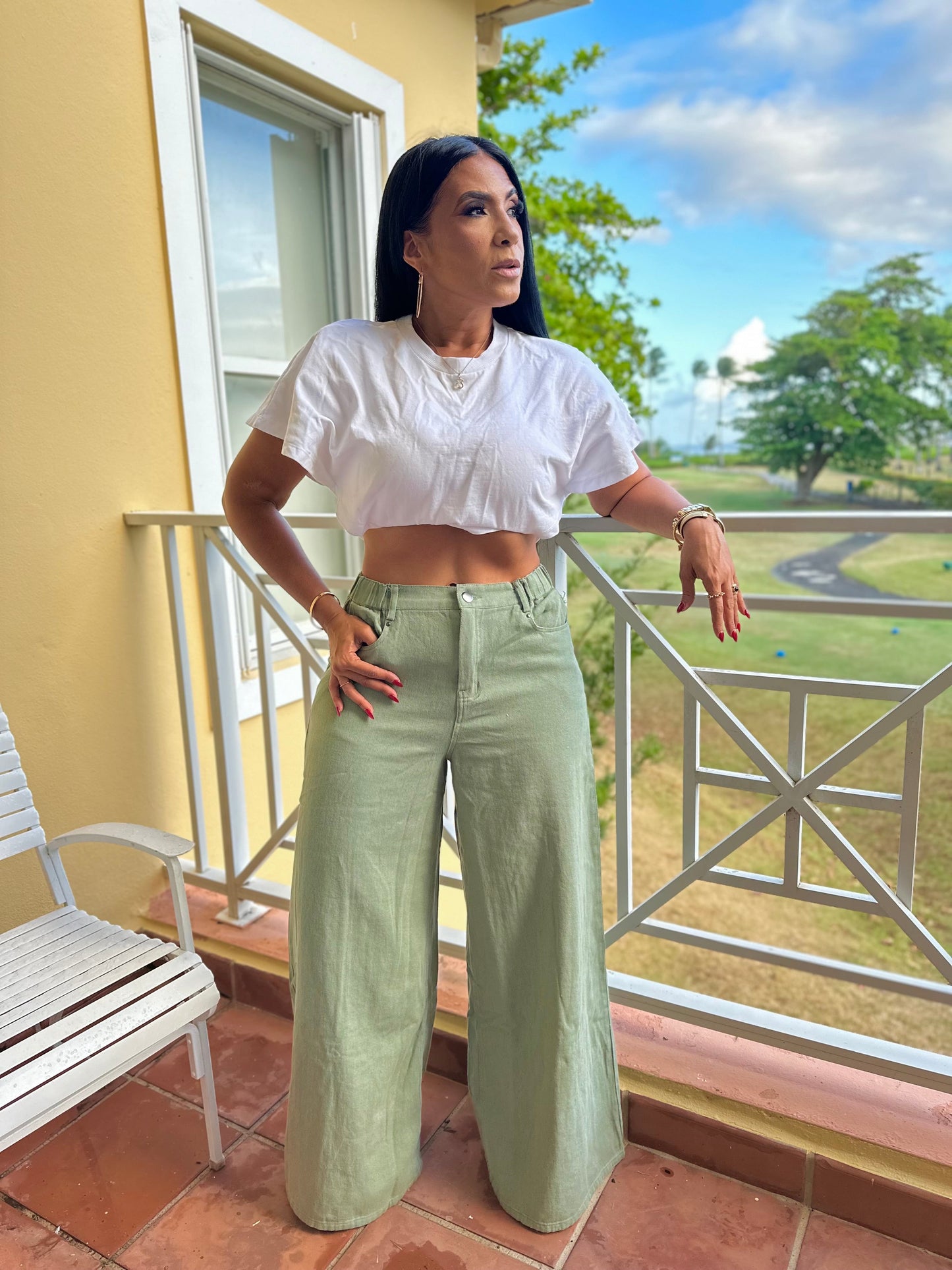 Divine Mega Spandex Wide Leg Trend Pants (Oversized) tiene bolsillos