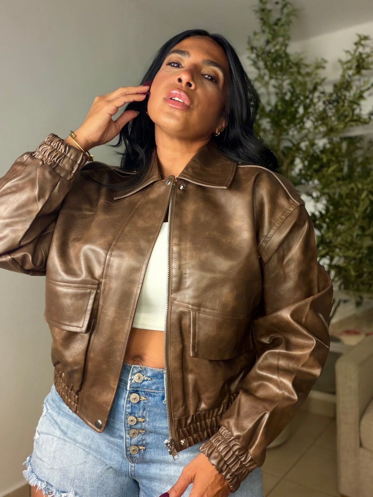 Chaqueta brown premiynleather