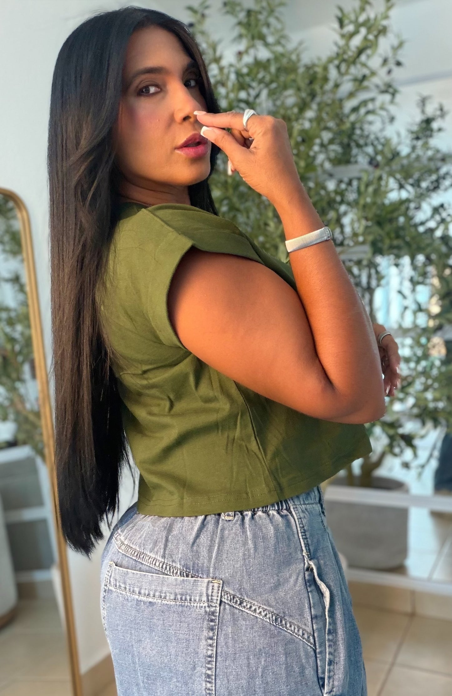 Military Green  Oversized Cotton Top (color verde)SOLD OUT GRACIAS