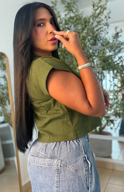 Military Green  Oversized Cotton Top (color verde)SOLD OUT GRACIAS