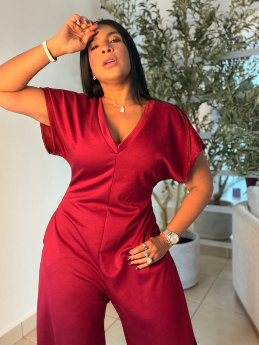 Baggy Red Wine Spandex Luxe Jumpsuit (tiene bolsillos) el más belloooCOLOR RED WINE (SOLD OUT GRACIAS