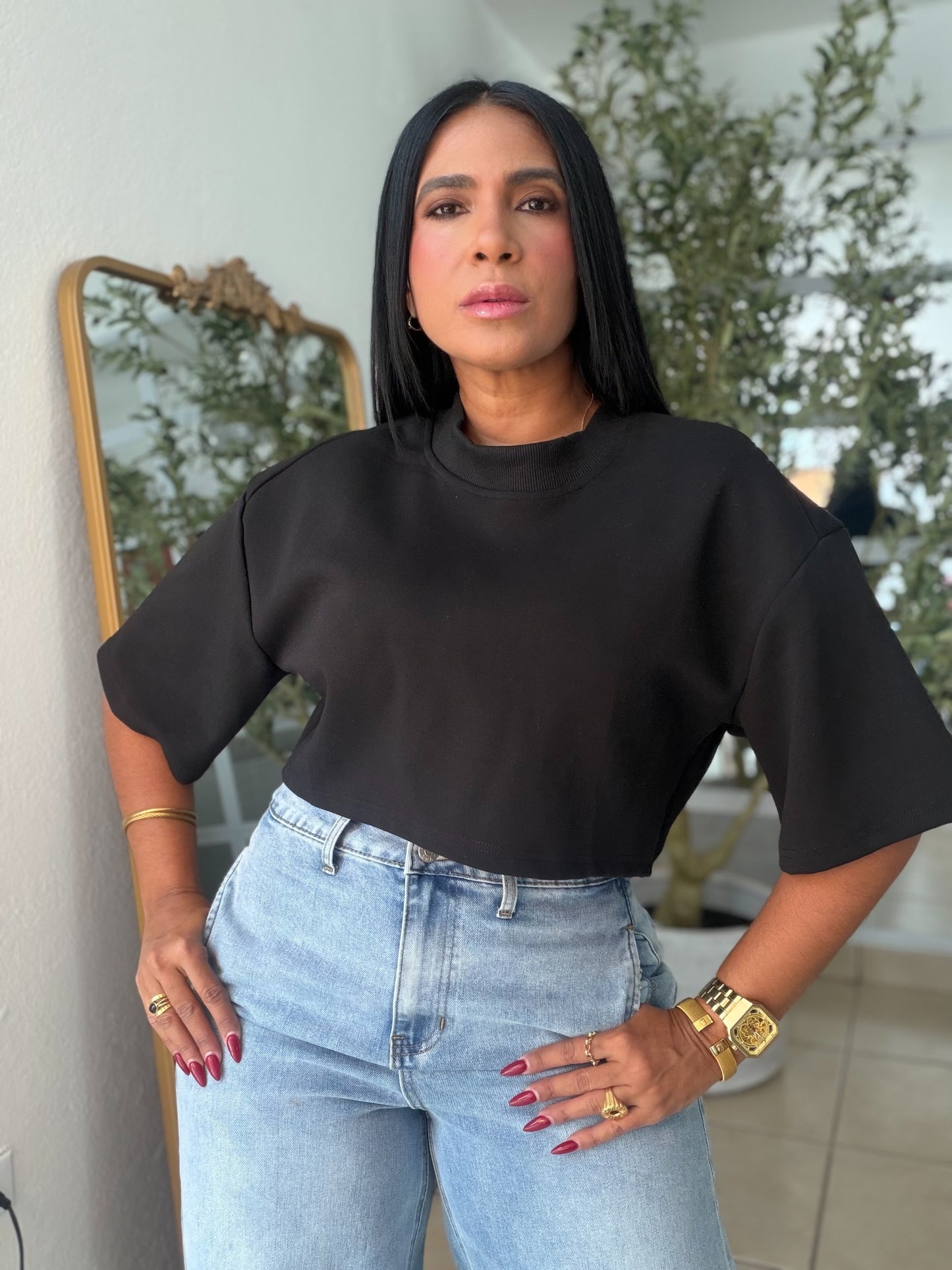 Bkack  Luxe Oversized Top