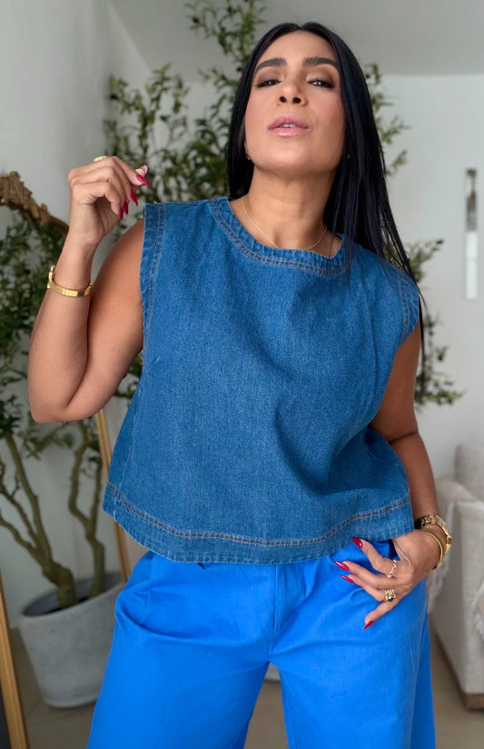 Oversized Denim Blue Top (SOLD OUT)
