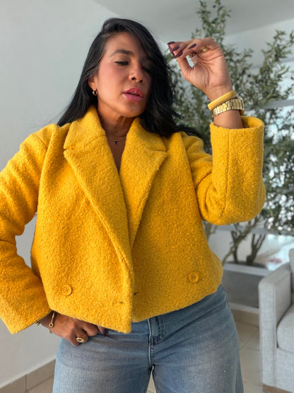 Vintage Yellow Mustard Luxurey Textured Premiun Oversized Jacket Top