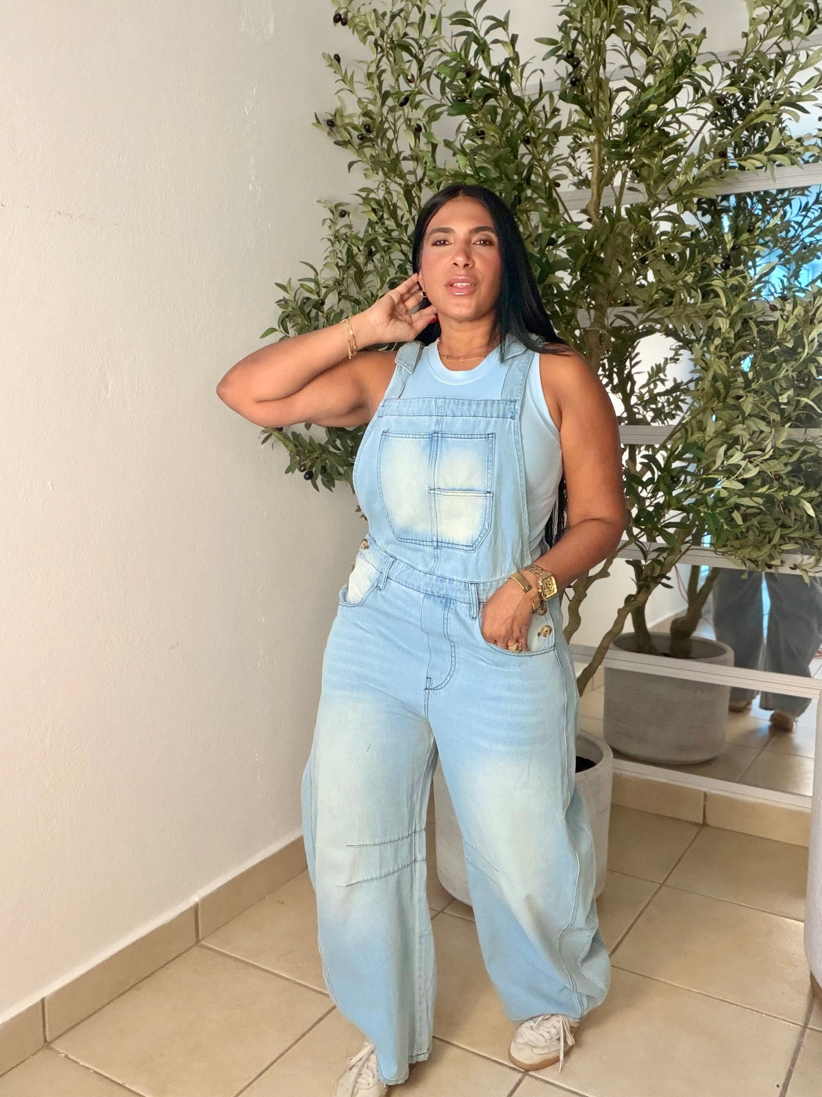 Baggy Barrel Spandex Overall Mega Premium.  Denim light Blue. Color azul claro (SOLD OUT GRACIAS)