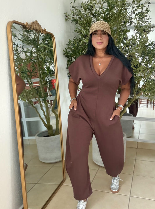 Baggy Choco Brown Spandex Luxe Jumpsuit (tiene bolsillos) el más amado!!