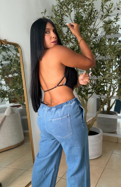 Midblue Spandex Baggy Denim Pants (puesto small)