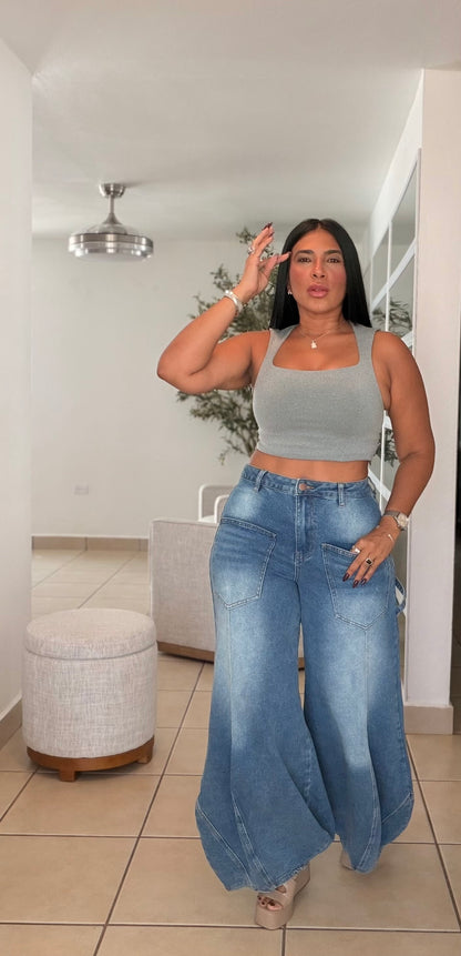 Long Barrel Baggy Spandex Jeans Blue (SPANDEX) Fit perfecto!!!