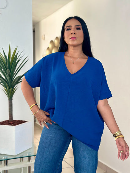 Navy Blue Luxe Oversized Blusón