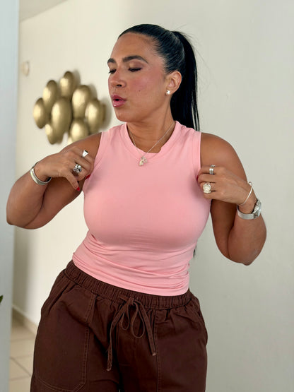Pretty Pink Luxe Spandex Long Basic Top