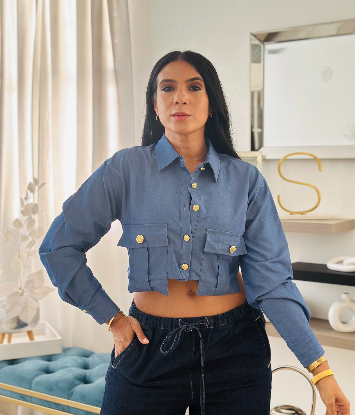 Mua Denim Oversized Spandex Luxe Top