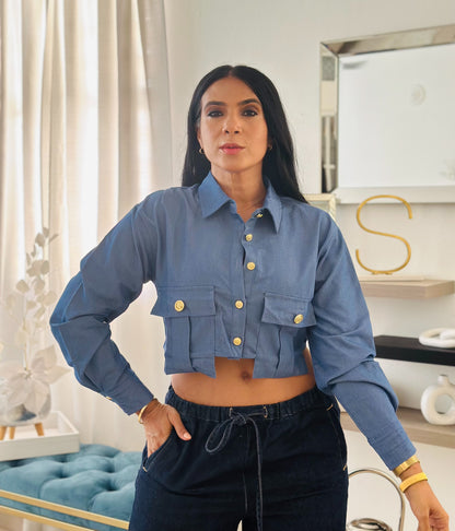Mua Denim Oversized Spandex Luxe Top