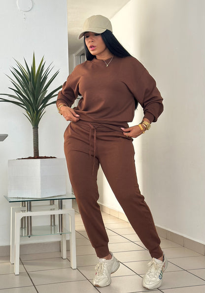 Basic Premium Choco Brown Spandex Pants Set (ES LIVIANO Y NO ES SWEATER NI ES CALUROSOSO)