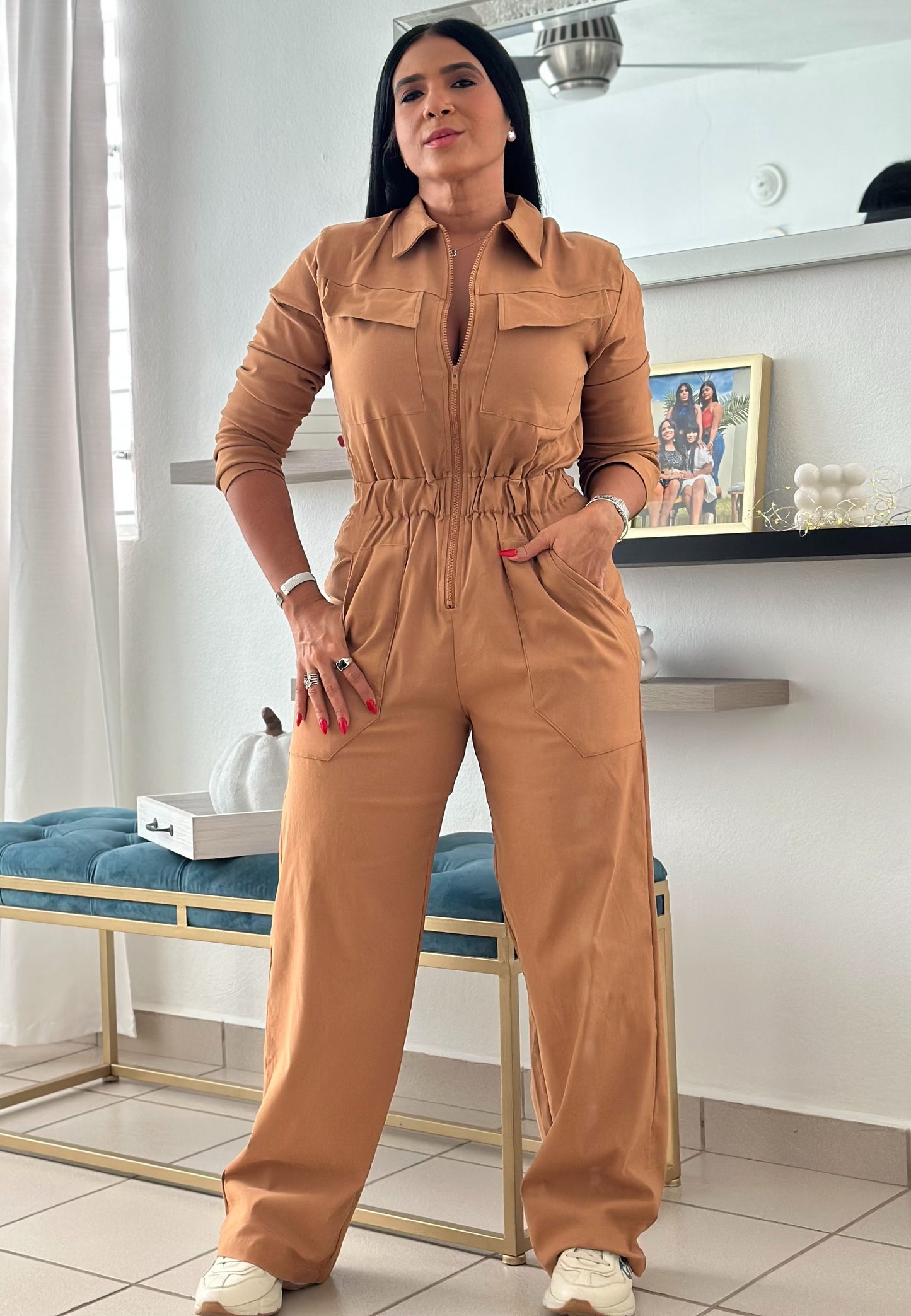 Colombia  So Spandex Jumpsuit With Pockets Wide Leg