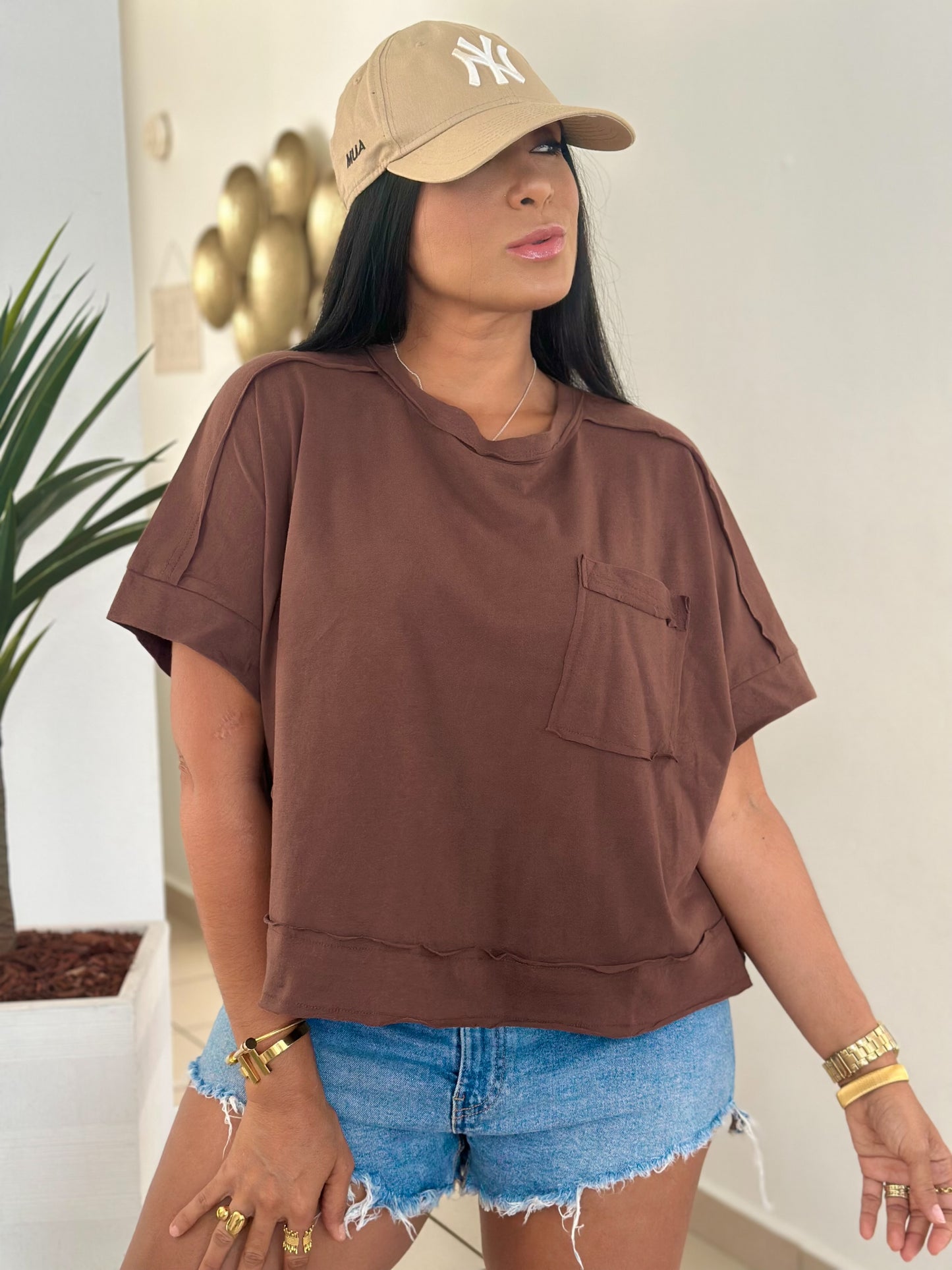 Brown Chocolate Oversized Spandex Top
