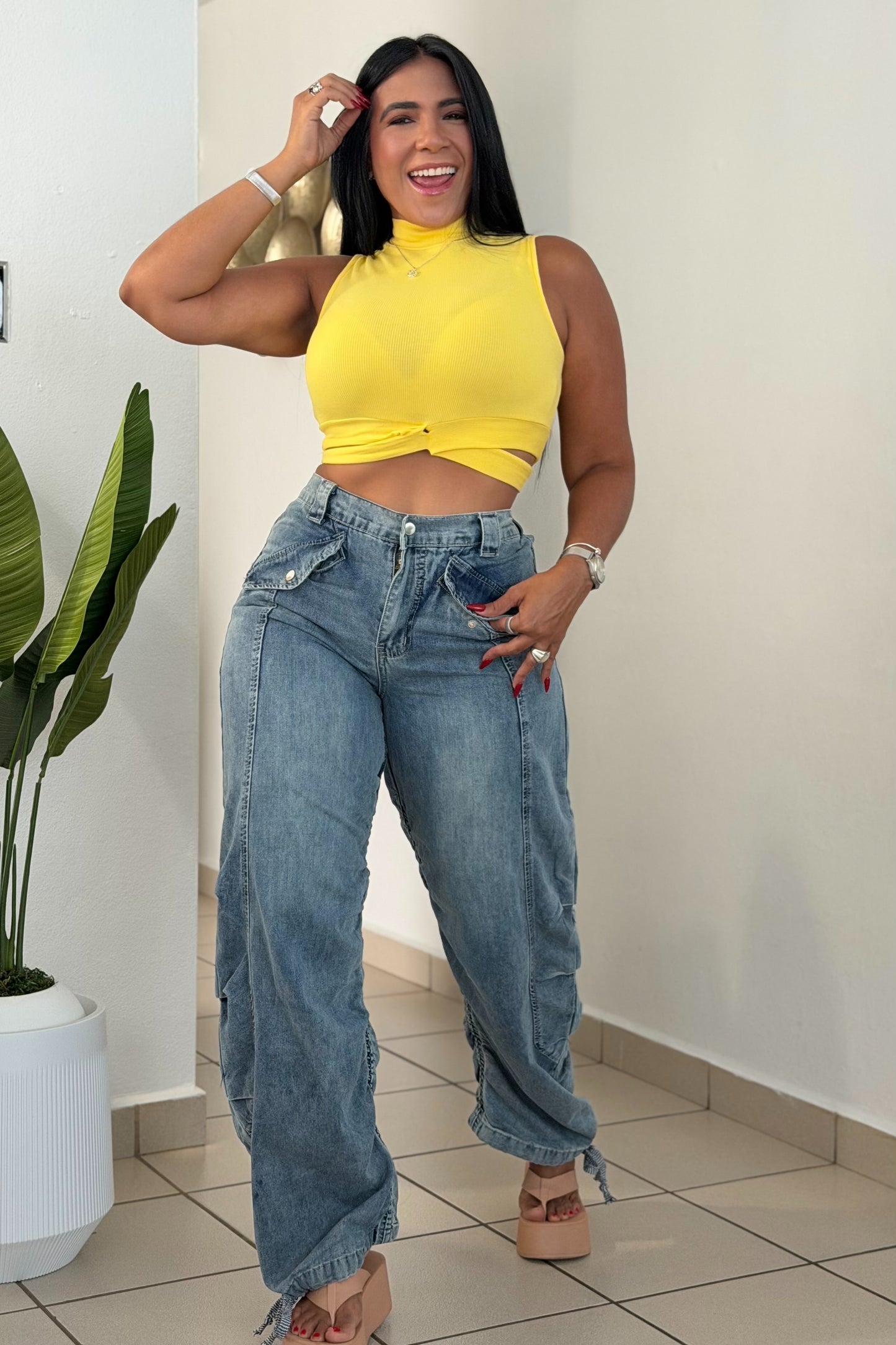 Baggy Spandex Denim Blue Luxe Jeans (fruncido que ajustaa a tu gusto) una belleza!! (SOLD OUT)