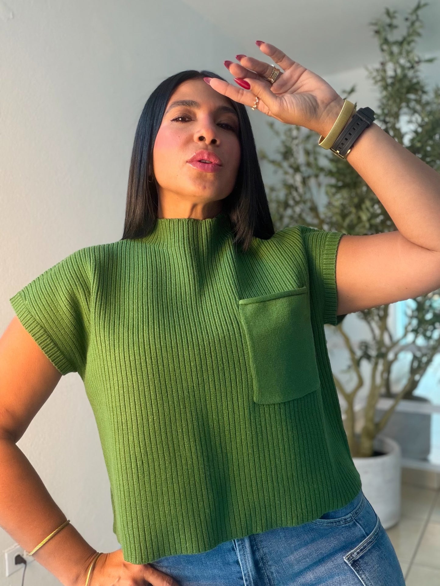 Avas Green Oversized Spandex Luxe Top (mega còmoda y fresquesita) color verde (SOLD OUT GRACIAS)