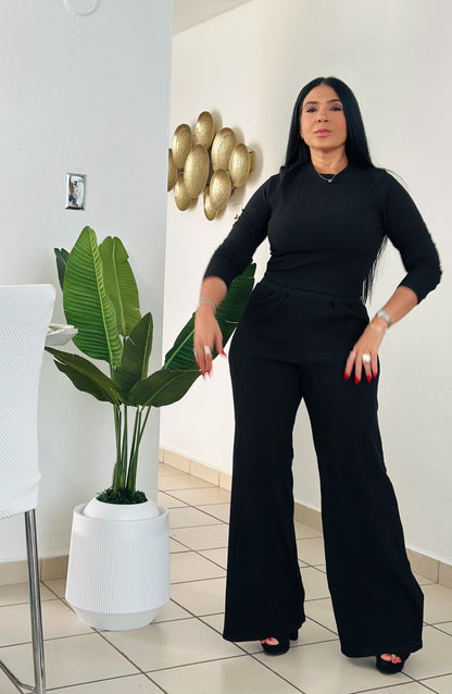 Black Spandex Premium Top and Pants Set (Bien expandible Y cómodo)