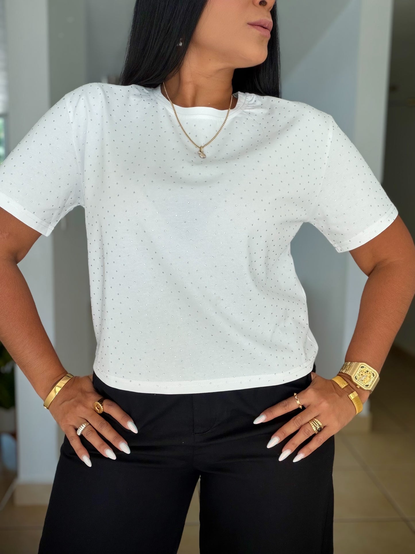 Glitter Luxe White Top