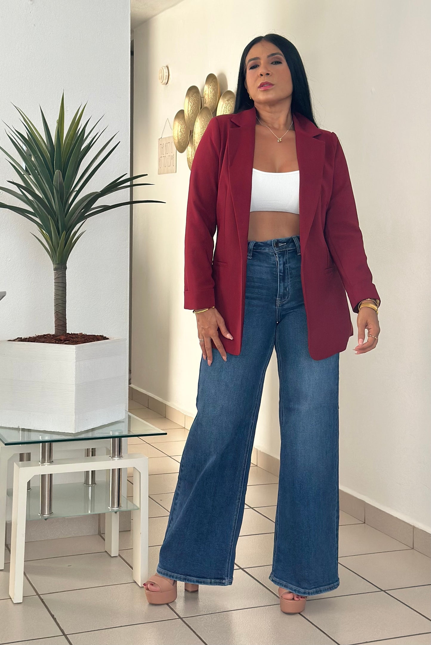 De Lujo Spandex (100 Lycra integrado) Premium Cello Wide Legs Blue Jeans