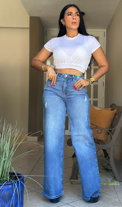Vibrant Jeans Wide Leg Spandex (Uso talla 5) SOLD OUT