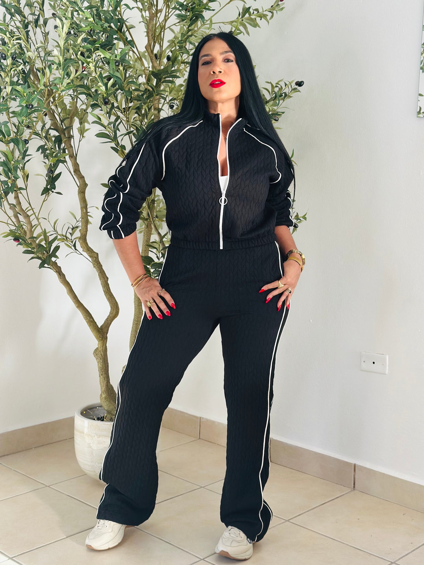 Oasis Black Luxe Spandex Pants and Travel Set (tiene bolsillos, mega cómodo y único color)