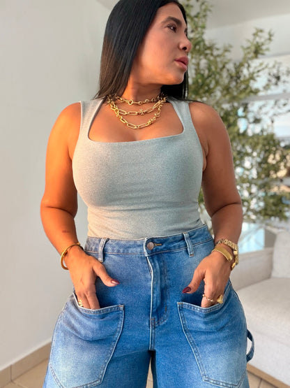 Light Gray Top Spandex (las mejores del mundo) Color Gris Claro. CALIDAD PREMIUM