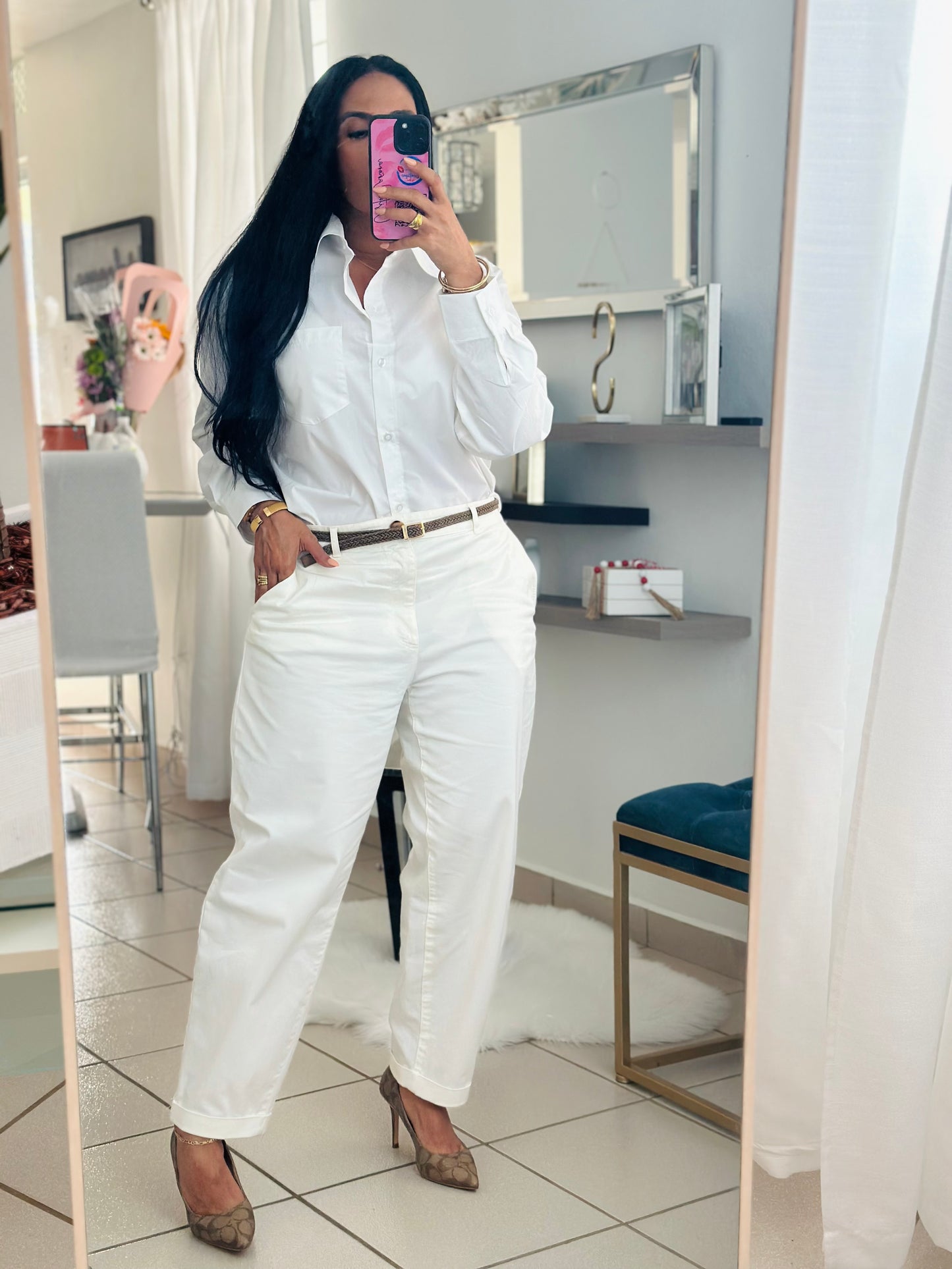 Sevilla White Luxe Oversized Blusón