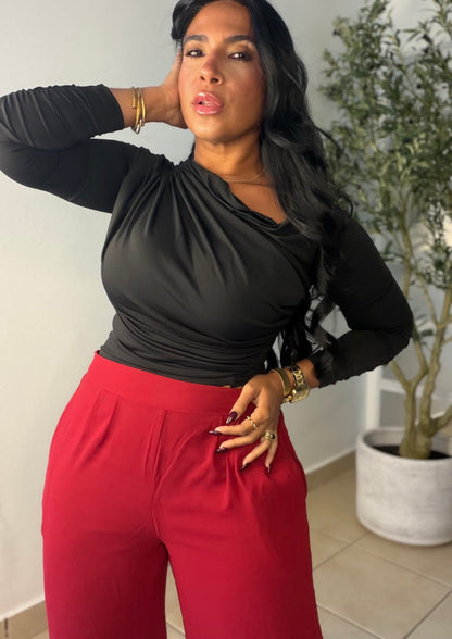 Luxe Collection Spandex Blacky Black Long Sleeve Top