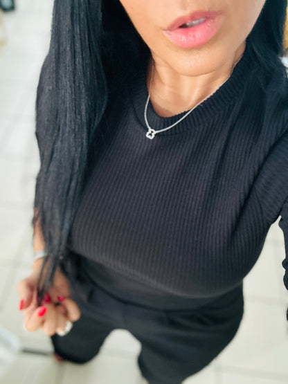 Black Spandex Premium Top and Pants Set (Bien expandible Y cómodo)