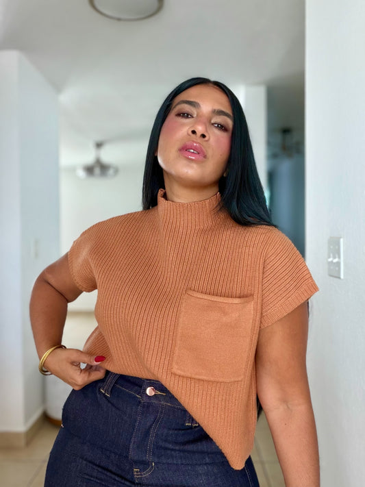 Avas Beige Camel Oversized Spandex Luxe Top (mega còmoda y fresquesita) color crema camel