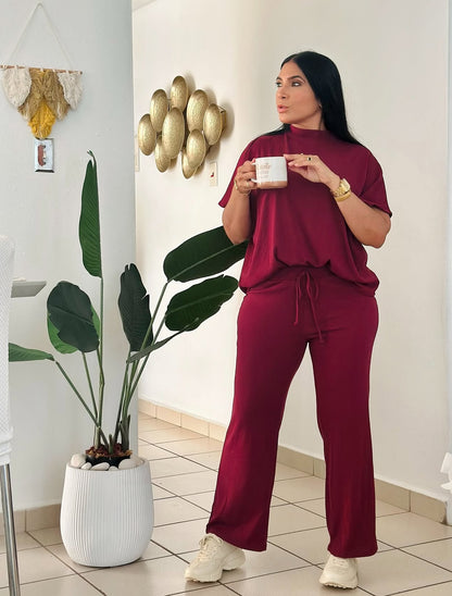 Chic Wine Travel Set Cotton Spandex Premium (Oversized)